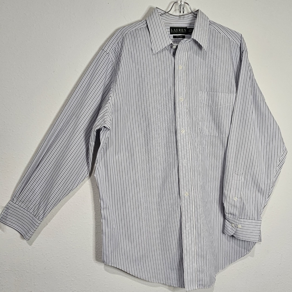 Lauren Ralph Lauren Men Career Striped Long Sleeve Button-Up Shirt 16.5 Non-Iron